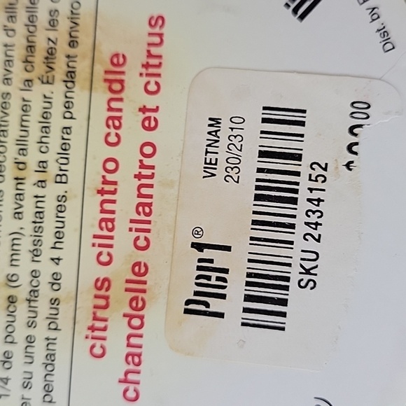 Pier 1 Citrus Cilantro Column Candle Green & brown 4x8" - Picture 8 of 8